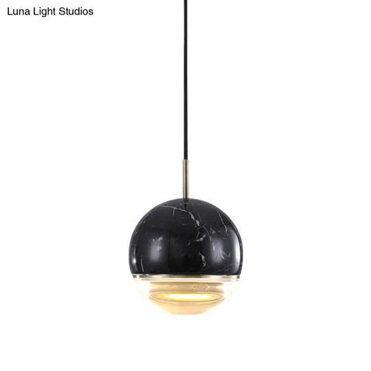 Marble Dome Pendant Light - Elegant Single-Bulb Suspension For Dining Room Black / 6’