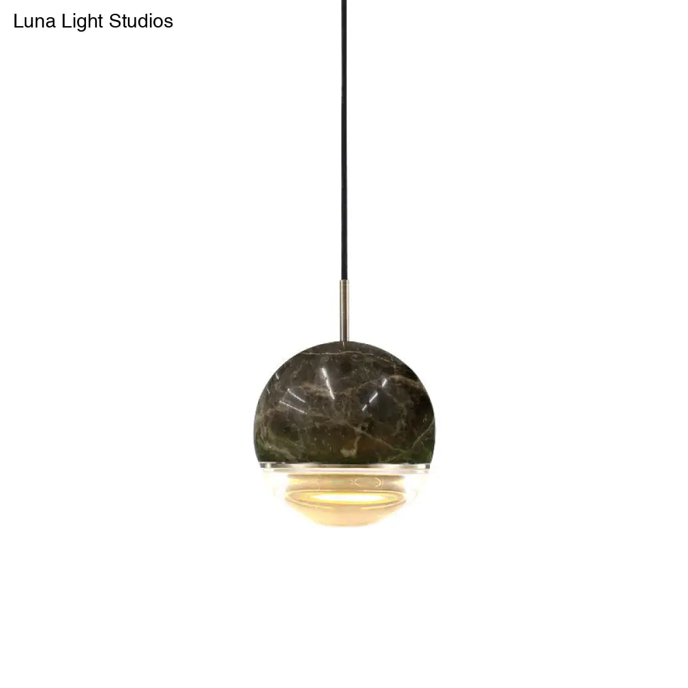 Marble Dome Pendant Light - Elegant Single-Bulb Suspension For Dining Room Coffee / 4’