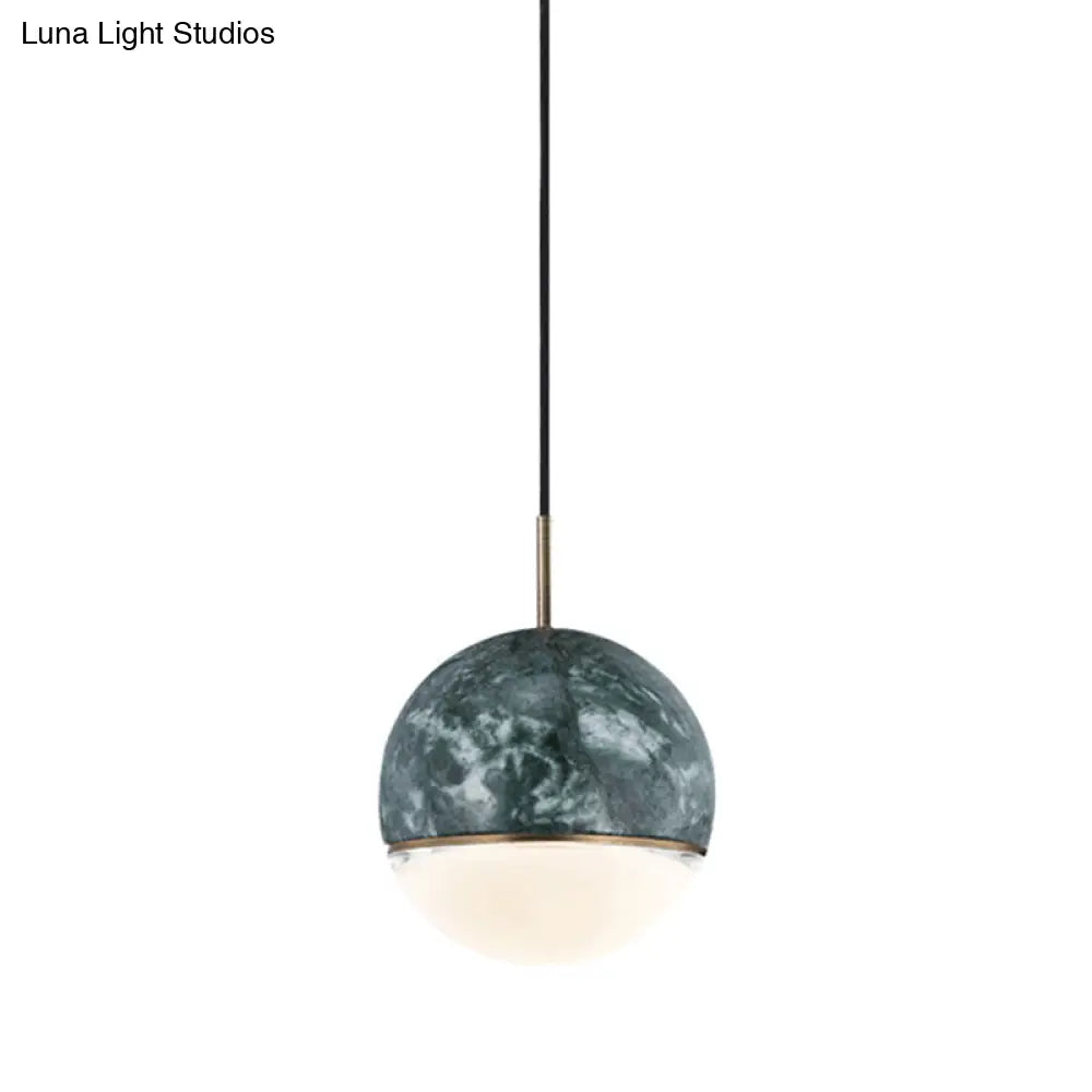 Marble Dome Pendant Light - Elegant Single-Bulb Suspension For Dining Room Green / 6’