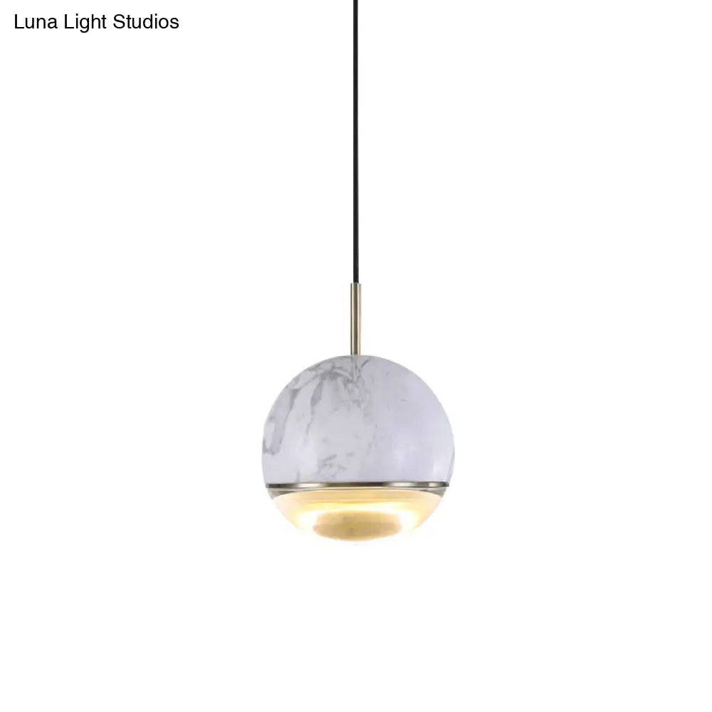 Marble Dome Pendant Light - Elegant Single-Bulb Suspension For Dining Room White / 4’