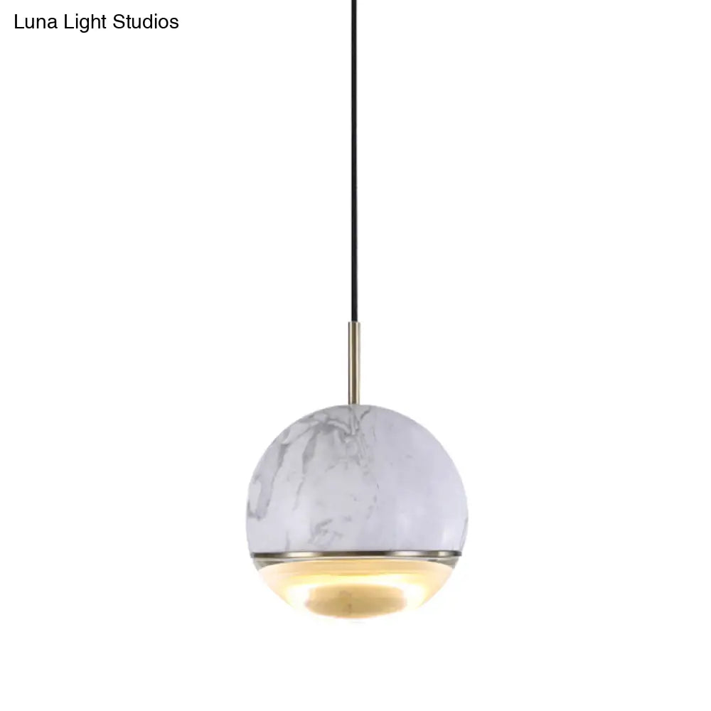 Marble Dome Pendant Light - Elegant Single-Bulb Suspension For Dining Room White / 6’