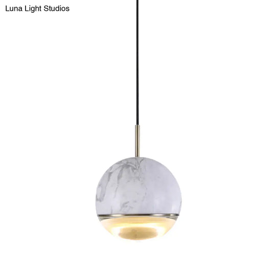 Marble Dome Pendant Light - Elegant Single-Bulb Suspension For Dining Room White / 6’