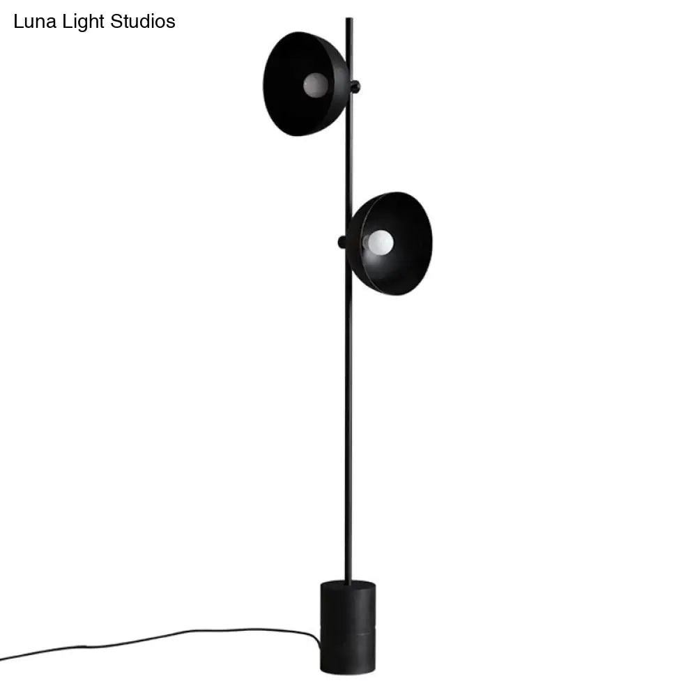 Marble Led Floor Light With Funnel Shade For Modern Living Rooms