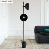 Marble Led Floor Light With Funnel Shade For Modern Living Rooms