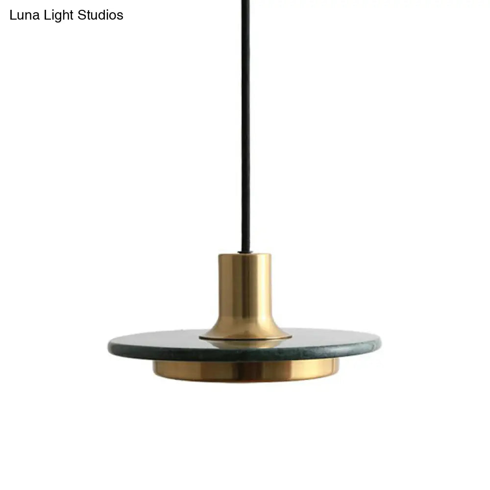 Modern Led Hanging Pendant Lamp With Marble Design- Ideal For Restaurants - 1 Bulb Green