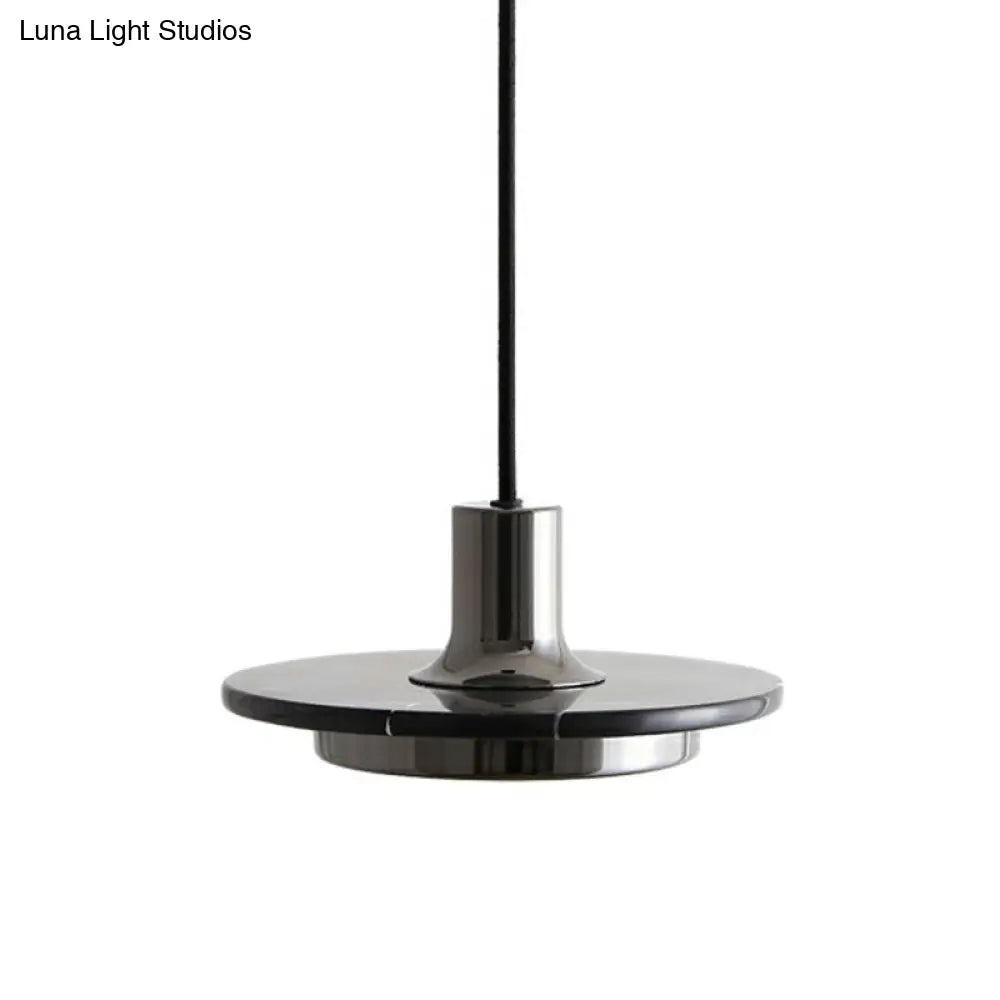 Modern Led Hanging Pendant Lamp With Marble Design- Ideal For Restaurants - 1 Bulb Black