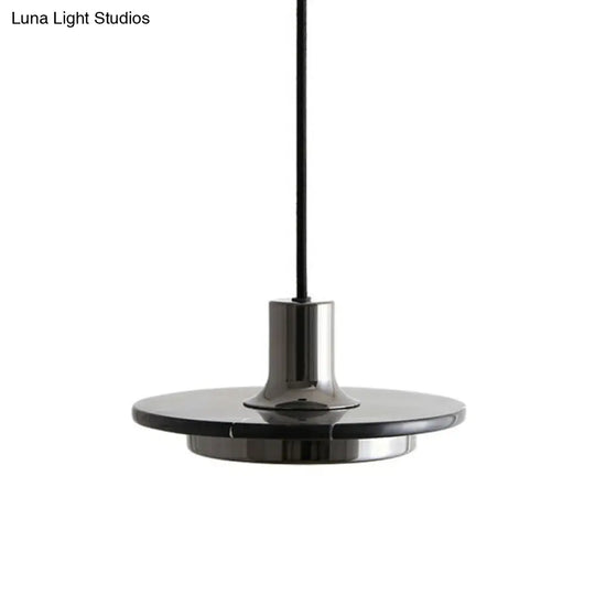 Modern Led Hanging Pendant Lamp With Marble Design- Ideal For Restaurants - 1 Bulb Black