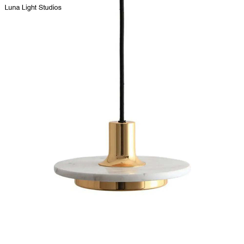 Modern Led Hanging Pendant Lamp With Marble Design- Ideal For Restaurants - 1 Bulb White