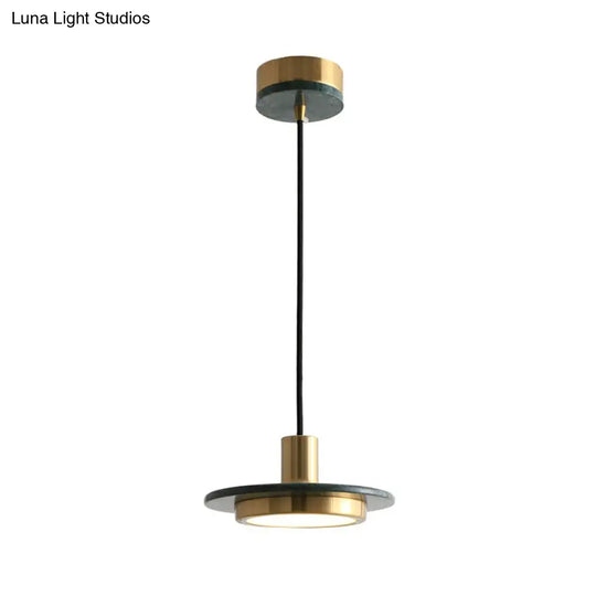 Marble Led Pendant Light For Restaurants With Modern Pot-Lid Design And 1 Bulb