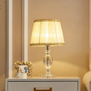 Marie-Christine - Traditional Pleated Shade Crystal Lamp 1 Head Fabric Table Light In Yellow