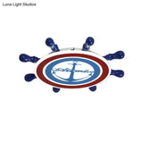 Mediterranean Blue Anchor Flush Mount Ceiling Light: Acrylic Fixture For Kindergarten