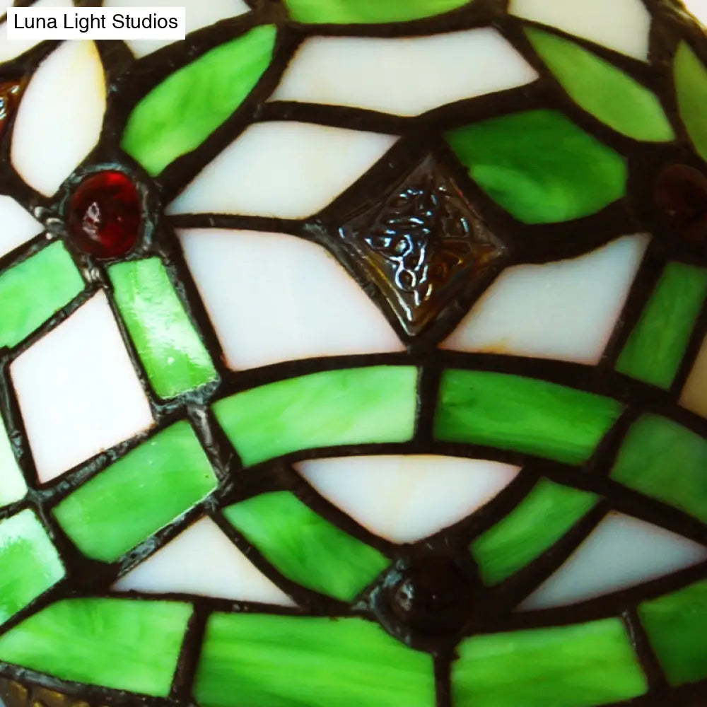 Mediterranean Stained Glass Turtle Night Light - Green Table Lamp For Bedroom