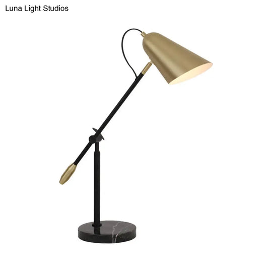 Modern Gold Conic Night Table Lamp - 1 Light Metal Nightstand
