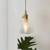 Menkent - Vintage Shaded Pendant Light: 1-Light Clear Glass Hanging Fixture For / C