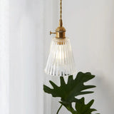 Menkent - Vintage Shaded Pendant Light: 1-Light Clear Glass Hanging Fixture For / D