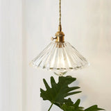 Menkent - Vintage Shaded Pendant Light: 1-Light Clear Glass Hanging Fixture For / G
