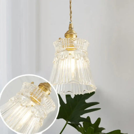 Menkent - Vintage Shaded Pendant Light: 1-Light Clear Glass Hanging Fixture For / L