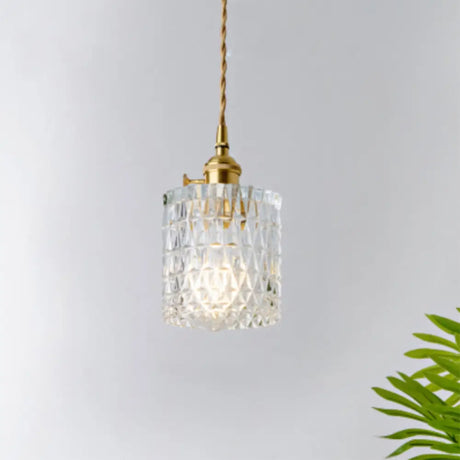 Menkent - Vintage Shaded Pendant Light: 1-Light Clear Glass Hanging Fixture For / R