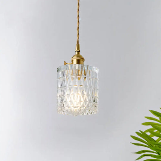 Menkent - Vintage Shaded Pendant Light: 1-Light Clear Glass Hanging Fixture For / R