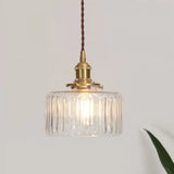 Menkent - Vintage Shaded Pendant Light: 1-Light Clear Glass Hanging Fixture For / S