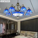 Mermaid Deco Blue Stained Glass Chandelier Light For Bedroom