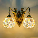 Mermaid Hand Cut Glass Baroque Sconce Light - 2 Lights Wall Lighting Idea White/Yellow/Orange For