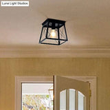 Metal Black Industrial Square Ceiling Light Fixture - Flush Mount Lamp