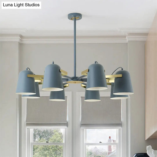 Metal Bucket Chandelier With 8 Lights Perfect For Living Room Or Kids Hanging Light