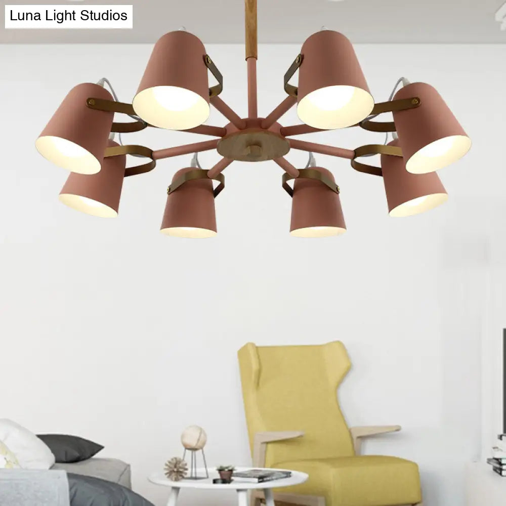 Metal Bucket Chandelier With 8 Lights Perfect For Living Room Or Kids Hanging Light