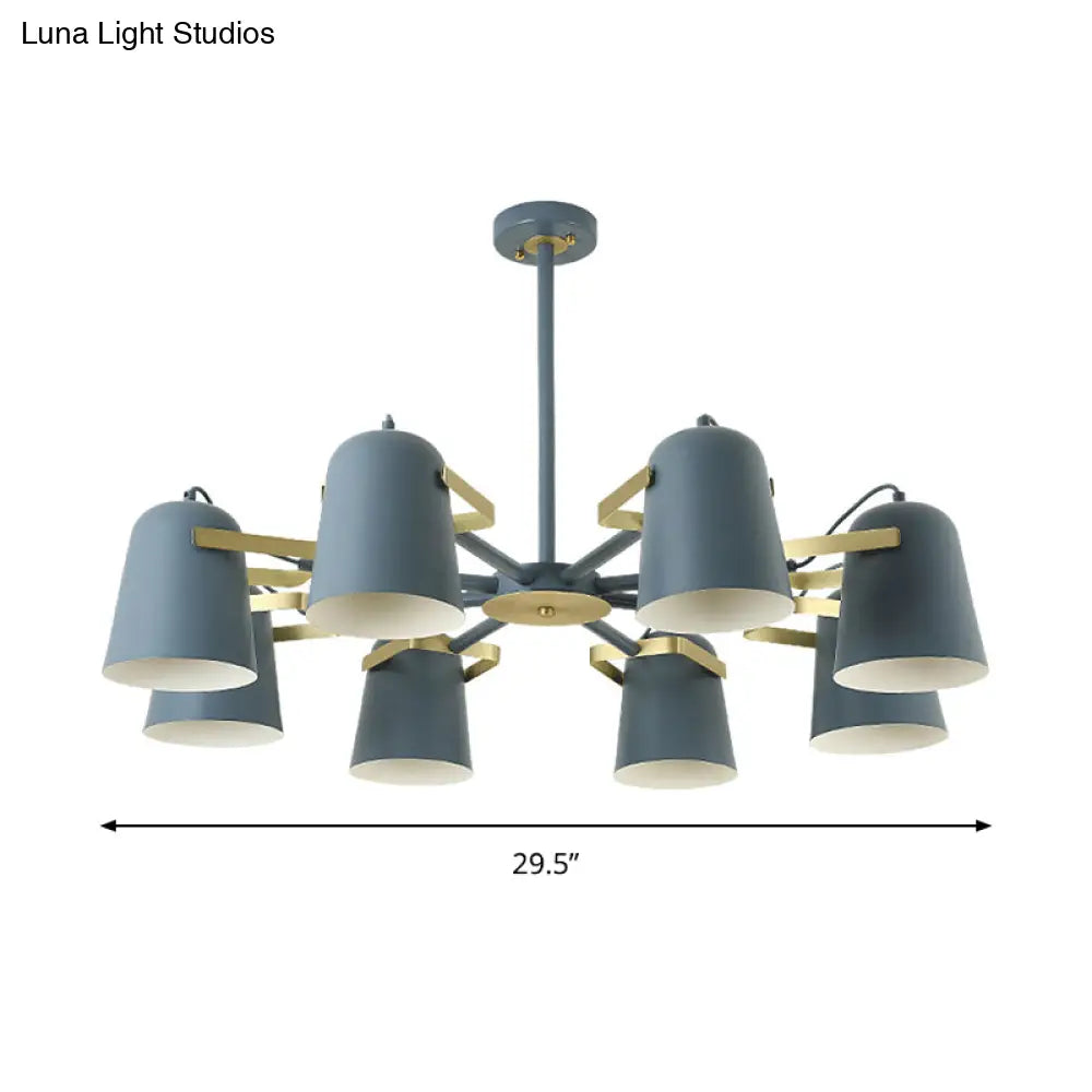 Metal Bucket Chandelier With 8 Lights Perfect For Living Room Or Kids Hanging Light