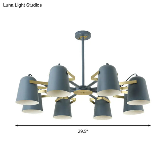 Metal Bucket Chandelier With 8 Lights Perfect For Living Room Or Kids Hanging Light