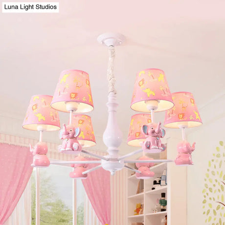 Metal Bunny Pendant Light With Fabric Shade - Adorable Pink Hanging Lights For Girls Bedroom