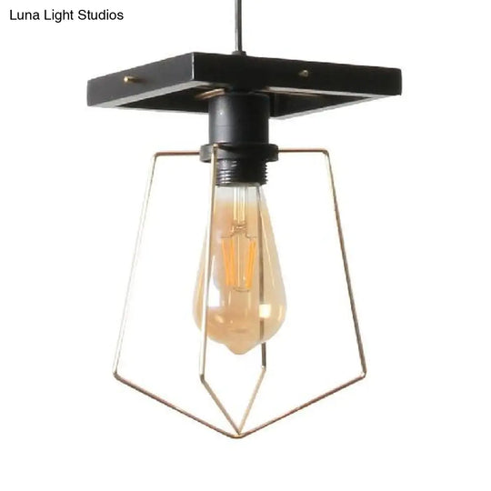 Metal Caged Pendant Lighting - Farmhouse Style Hanging Lamp 1 Light Black (1/3-Pack) / A