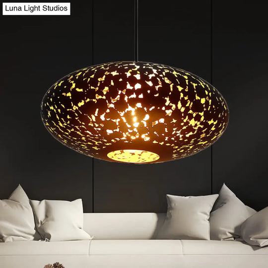 Metal Ceiling Lamp Lantern - Silver/Bronze/Brass 1 Head Pendant Light For Bedroom Bronze