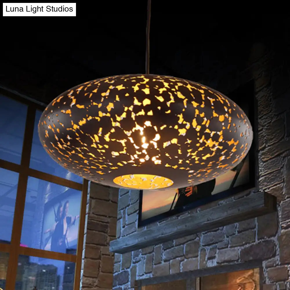 Metal Ceiling Lamp Lantern - Silver/Bronze/Brass 1 Head Pendant Light For Bedroom