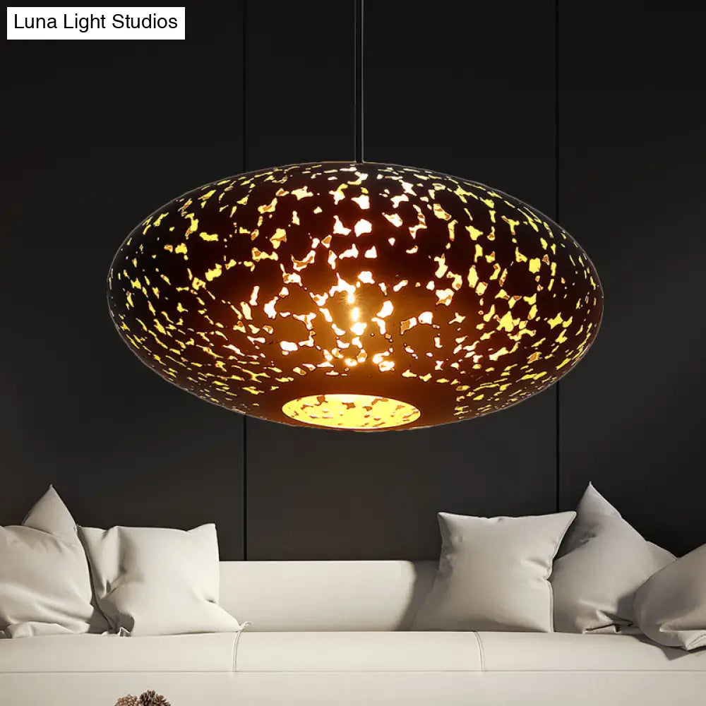 Metal Ceiling Lamp Lantern - Silver/Bronze/Brass 1 Head Pendant Light For Bedroom