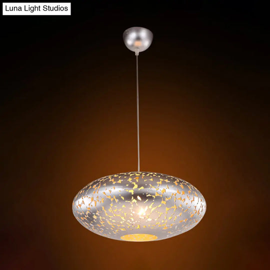 Metal Ceiling Lamp Lantern - Silver/Bronze/Brass 1 Head Pendant Light For Bedroom