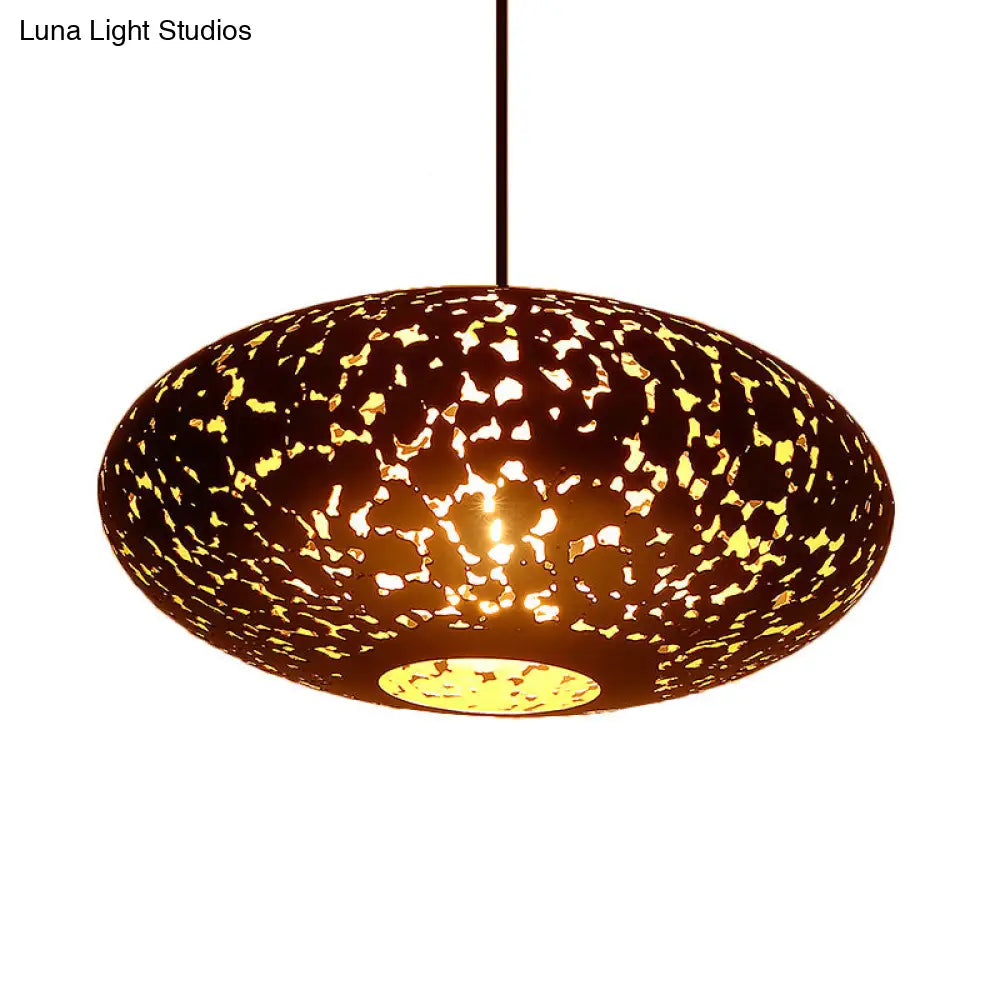 Metal Ceiling Lamp Lantern - Silver/Bronze/Brass 1 Head Pendant Light For Bedroom