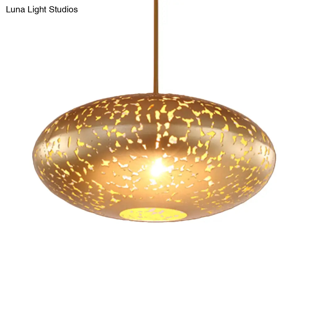 Metal Ceiling Lamp Lantern - Silver/Bronze/Brass 1 Head Pendant Light For Bedroom