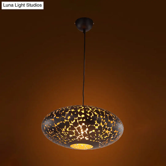 Metal Ceiling Lamp Lantern - Silver/Bronze/Brass 1 Head Pendant Light For Bedroom
