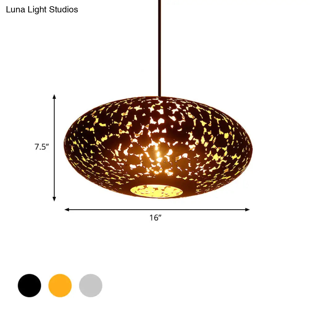 Metal Ceiling Lamp Lantern - Silver/Bronze/Brass 1 Head Pendant Light For Bedroom