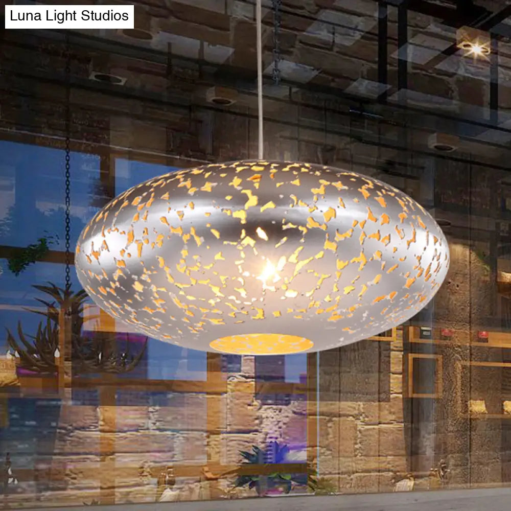 Metal Ceiling Lamp Lantern - Silver/Bronze/Brass 1 Head Pendant Light For Bedroom Silver