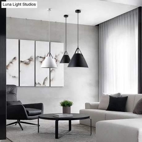 Metal Conical Suspension Pendant Ceiling Light - Minimalist Style For Living Room