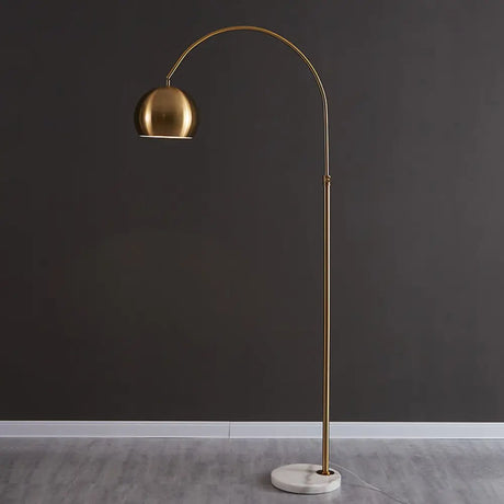 Metal Domed Floor Lamp: Post-Modern Overarching Stand Up Light In Black/Brass Brass