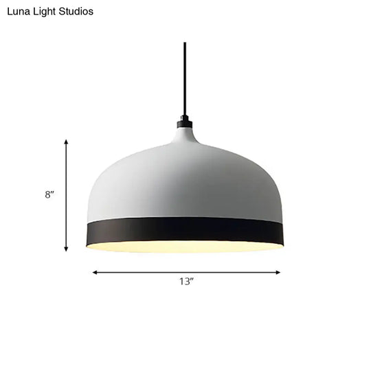 Metal Domed Hanging Light Fixture - Modern Simple Suspension Lamp Black & White