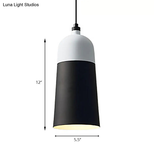 Black And White Metal Hanging Light Fixture: Modern Simple Suspension Lamp