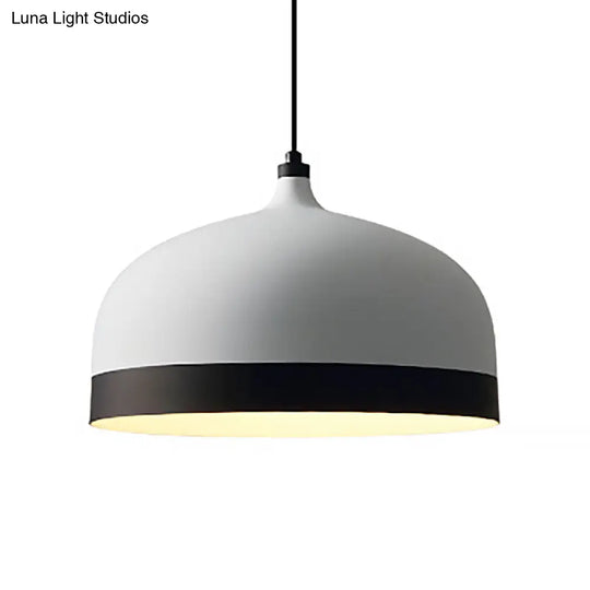 Metal Domed Hanging Light Fixture - Modern Simple Suspension Lamp Black & White