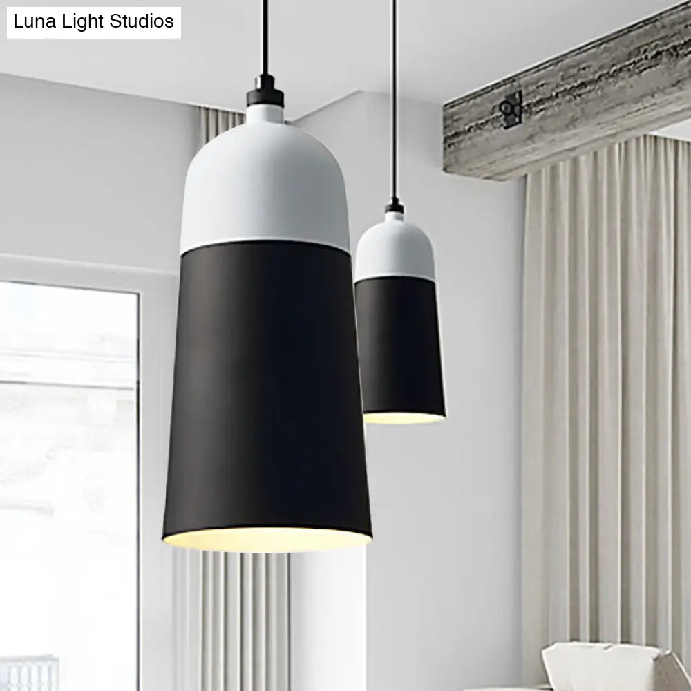 Black And White Metal Hanging Light Fixture: Modern Simple Suspension Lamp