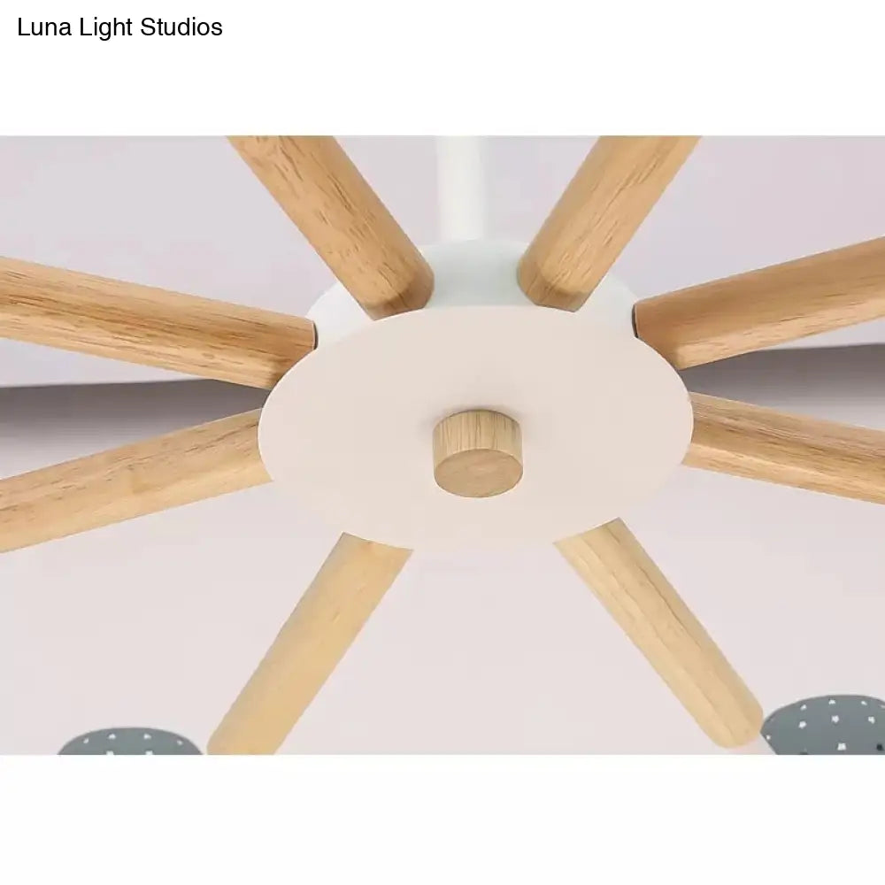 Metal Domed Shade Chandelier - Macaron Loft Hanging Light For Childs Bedroom (6 Heads)