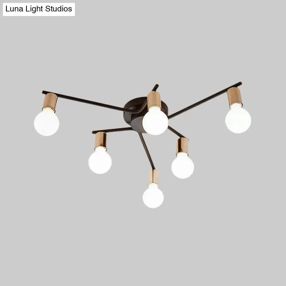 Metal Flush Mount Ceiling Lamp For Adult Bedroom & Living Room - Long Arm Design Romantic Lighting